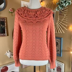 Marc New York Pink Cotton Crochet Decorative Cowl Sweater